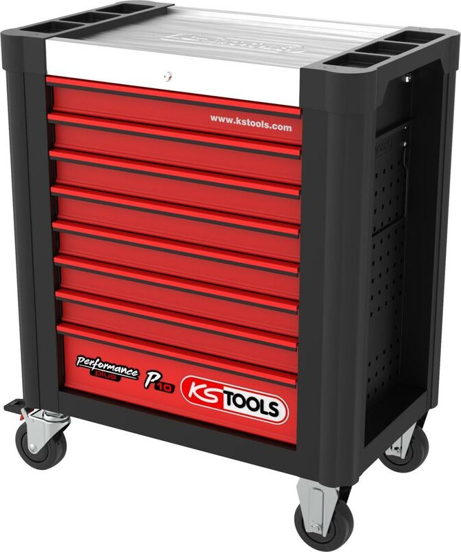 Ks Tools Werkstattwagen PERFORMANCEplus P10 schwarz/rot, mit 8 Schubladen