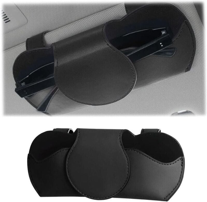 Thumbnail - Sjqka - Brillenhalter für Auto-Sonnenblende, PU-Leder-Auto-Brillenetui, magnetischer Brillenhalter für Auto, universelle...