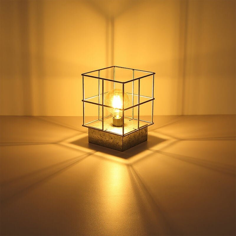 Tischlampe Tischleuchte Beistellleuchte Nachtischlampe Schlafzimmerleuchte, Industriell Metall Gitterschirm zinkfarben, ...