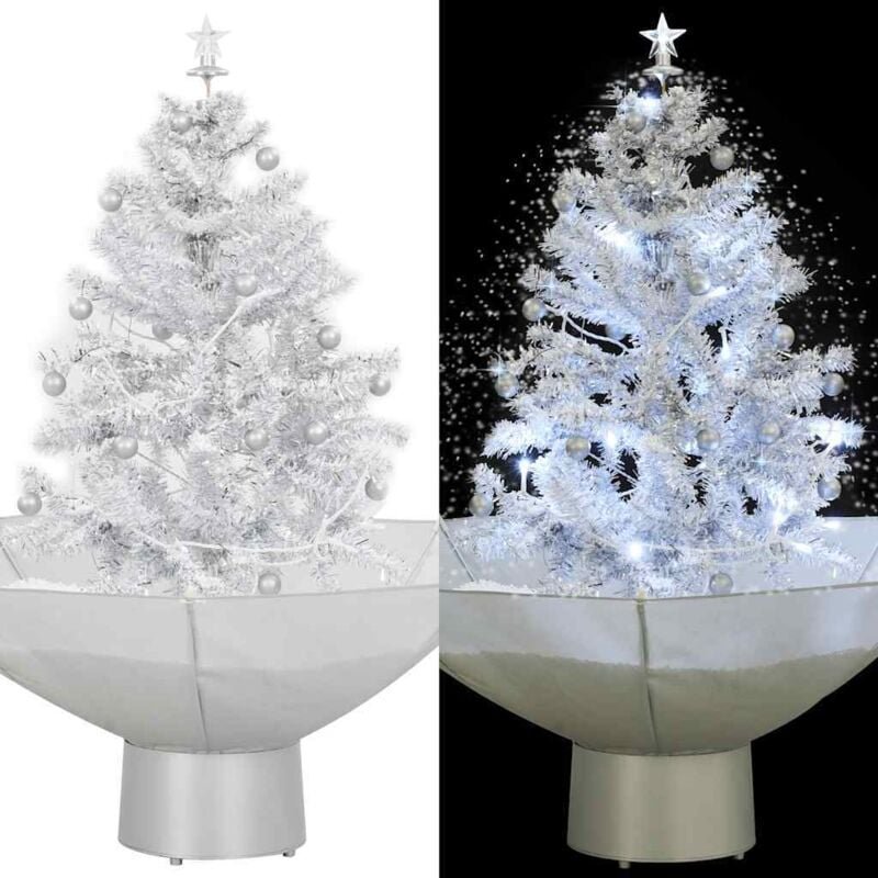 Vidaxl - Schneiender Weihnachtsbaum mit Schirmfuß Weiß 75 cm