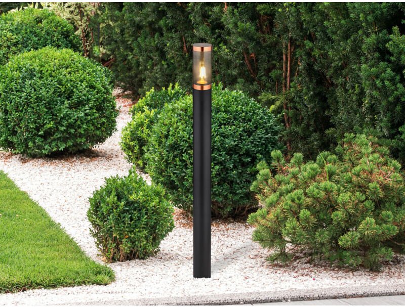 Wegeleuchte boston aus Edelstahl in Schwarz & Kupfer, Höhe 110cm