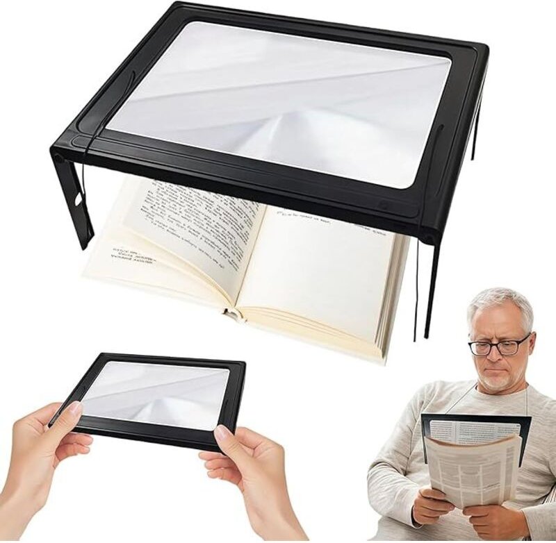 5-fache Leselupe, freihändige Lupe mit 12 LEDs und klappbarem Ständer, beleuchtete Lupe für Senioren, zum Lesen, Reparie...
