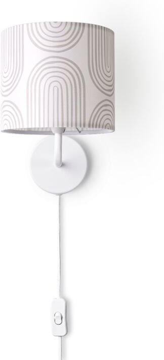Tischlampe Nachttisch Stoffschirm Wandleuchte Wohnzimmer Tischleuchte Vintage Wandleuchte - Weiß, Design 6 (Ø18 cm) - Pa...