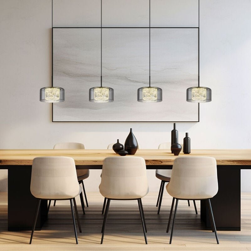 Pendellampe Esstischleuchte Hängelampe schwarz Rauchglas 4 flammig LED H 150 cm