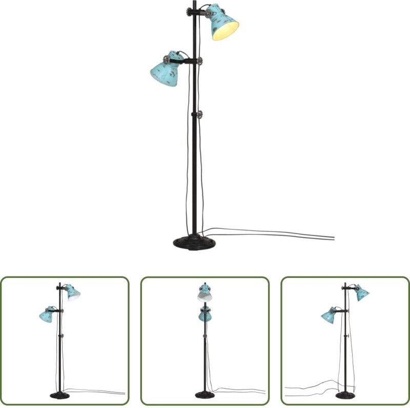 vidaXL Holzleuchte - Stehleuchte 25 W Blau 25x25x90/140 cm E27