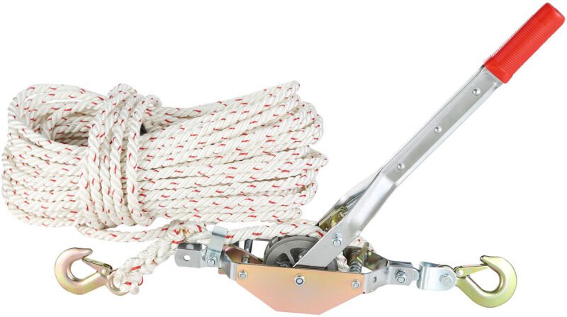 Vevor Handhebelseilzug 0,75 Tonnen Tragfähigkeit Handseilwinde 30,48 m Seil aus Polyester Kettenwinde 665 x 80 x 200 mm ...