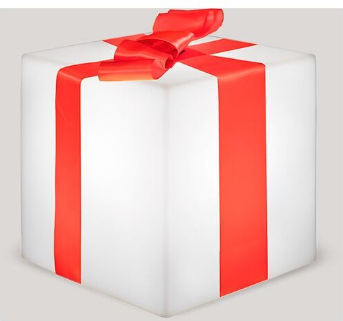 Gifty 20 Beleuchteter Würfel. Weihnachtsdekoration in Form eines Geschenks. Solaraufladung und wiederaufladbare Batterie...