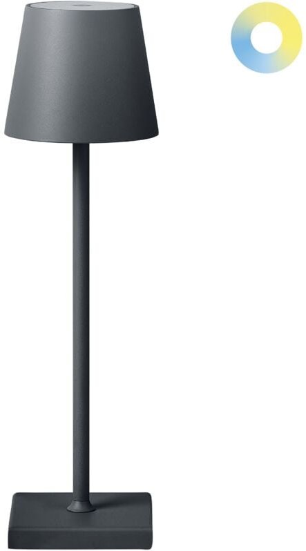 Tischlampe Dunkelgrau Metall Kabellos Wiederaufladbar Akku Touch Funktion led Dimmfunktion usb Kabel Indoor Outdoor Tisc...