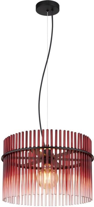 Globo Lighting - Hängelampe Esstischleuchte Glasstäbe rot brombeer Pendelleuchte Wohnzimmerlampe, schwarz, 1x E27, DxH 4...