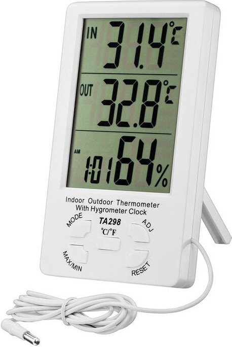 Thumbnail - Digitales Thermometer-Hygrometer, LCD-Digitalthermometer mit Sonde, Innen- und Außenhygrometer, Temperatur-Feuchtigkeits...
