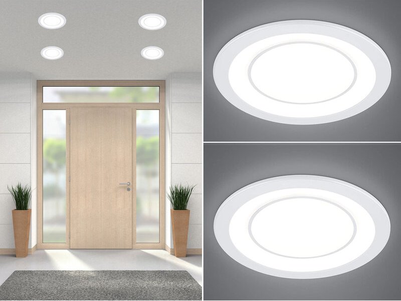 Runde led Deckeneinbaustrahler 2er Set in Weiß matt ø 14,8cm