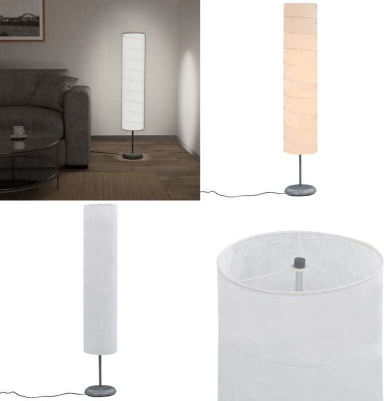 Standleuchte 121 cm Weiß E27 - Stehlampe - Wohnraumbeleuchtung - Reispapierlampe - Moderne Beleuchtung - Industrielle De...