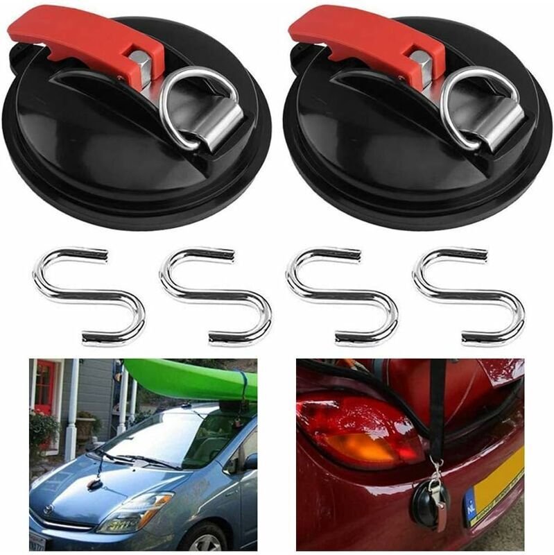 Saugnapf für Autodächer, Gepäckspanner-Saugnapf mit 4 S-Haken für Markisen, Überdachungen, Planen und Fahrzeugabdeckunge...