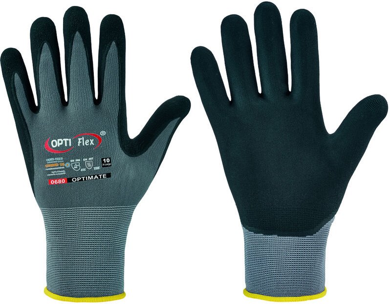 Opti Flex - optiflex 0680-12H Handschuhe optimate Größe 12 grau/schwarz en 420, en 388 psa-k