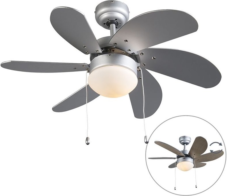 Deckenventilator Stahl mit Holzprint 80cm mit Zugschalter - Fresh