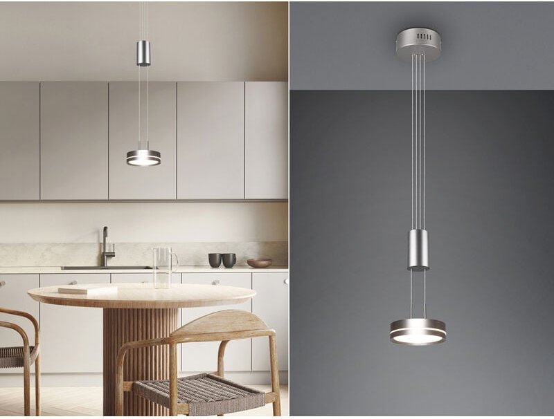 Trio - Kleine led Pendelleuchte franklin höhenverstellbar Silber, ø 14cm