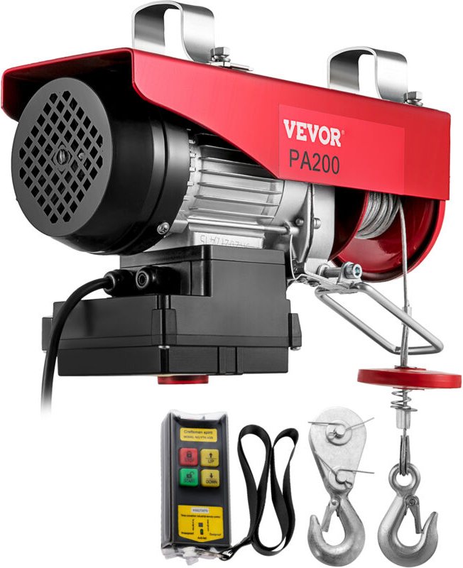 VEVOR Elektrische Seilhebezug Tragkraft 198 kg, Elektrische Seilwinde, Elektrischer Hebezug 480 W, Elektrischer Lastkran...