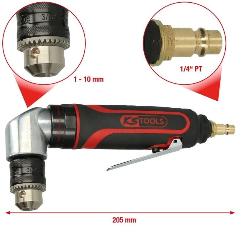 Ks Tools 10 mm Druckluft-Winkelbohrmaschine