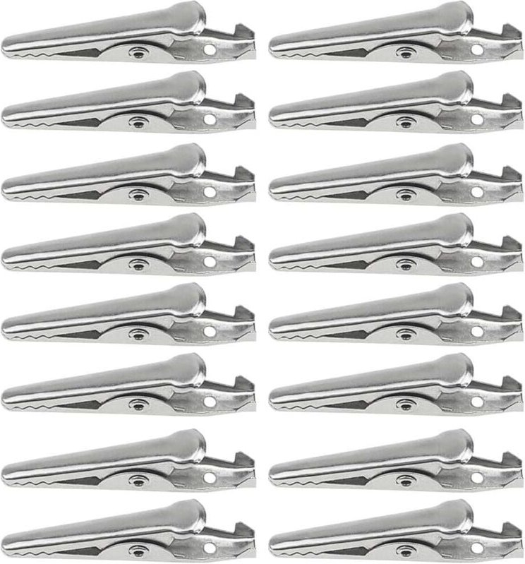 60 Stück 35 mm silberne Test-Krokodilklemmen aus Metall, elektrische Krokodilklemmen, Krokodilklemmen in Krokodilmaulfor...