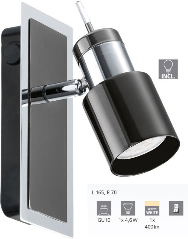 Eglo - 1er Spot Davida 1 nickel-nero 16,5 x 7 cm GU10, warmweiß Deckenlampen & Kronleuchter