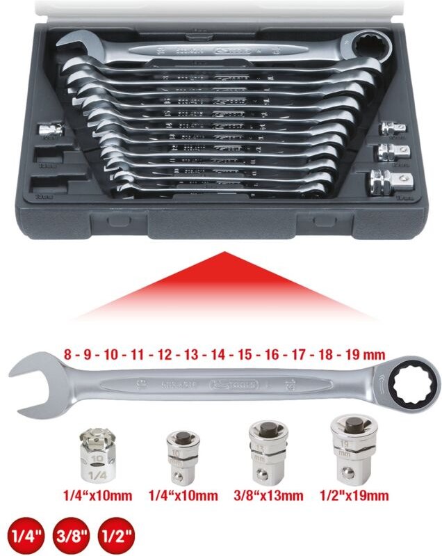 GEARplus Ratschenringmaulschlüssel-Satz, 16-tlg