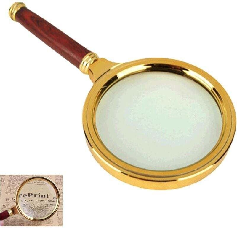 HD 10X Handlupe aus Holz, Taschenlupe mit Holzgriff, Lupen-Grifflupe, Handlupe mit Holzgriff, Handlupe für Senioren zum ...