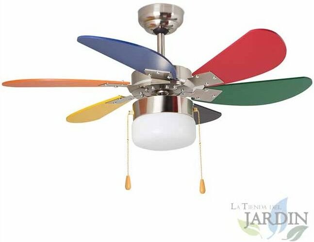 Suinga - Orbegozo Deckenventilator mit Licht, 6 mehrfarbige Flügel, 3 Geschwindigkeiten