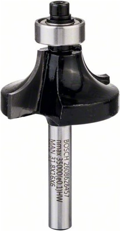 Abrundfräser 6 mm, R1 9,5 mm, d 31,8 mm, l 16,2 mm, g 57 mm - Bosch