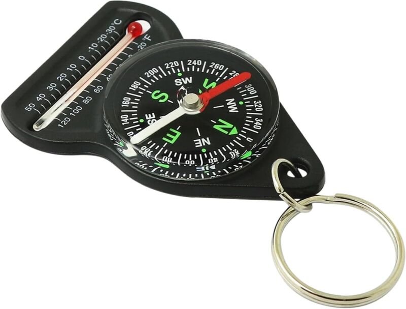 CCYKXA Kompass-Schlüsselanhänger – Wanderkompass Navigationsinstrument-Schlüsselanhänger für Outdoor-Aktivitäten, Campin...