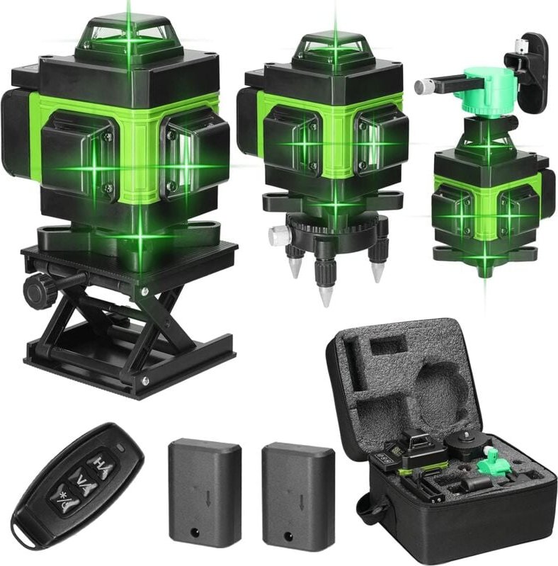 Laser-Wasserwaage, 4D 16 Linien Laser-Wasserwaage Selbstnivellierungswerkzeug, Horizontale und Vertikale Laser-Wasserwaa...