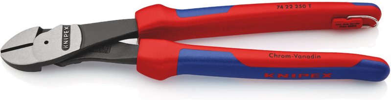 KNIPEX 74 22 250 T Kraft-Seitenschneider mit Mehrkomponenten-Hüllen, mit integrierter Befestigungsöse zum Anbringen eine...