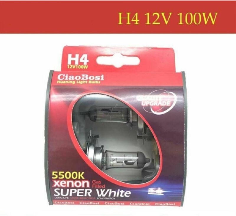 Trade Shop - paar H4 12V 100 watt 5500K xenon motorrad autolampen C-6282 -