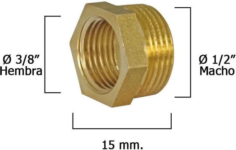 WOLFPACK LINEA PROFESIONAL - Poliertes Sechskant-Reduzierstück 1/2" Außen x 3/8" Innen