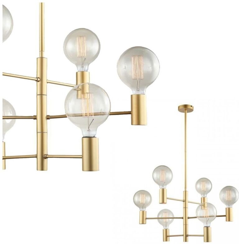 Thumbnail - Veva - Moderner hängender Anhänger festes goldenes Matt 6 Licht, E27 - Italux