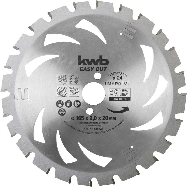 KWB EASY CUT Dünnschnitt-Kreissägeblatt, hartmetallbestückt, ø 165 x 20 mm - 584738