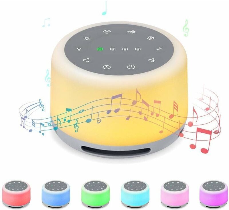 Gotrays - Weißes Rauschen zum Schlafen, mit 24 beruhigenden Geräuschen, Nachtlicht und Timer, wiederaufladbare Maschine ...