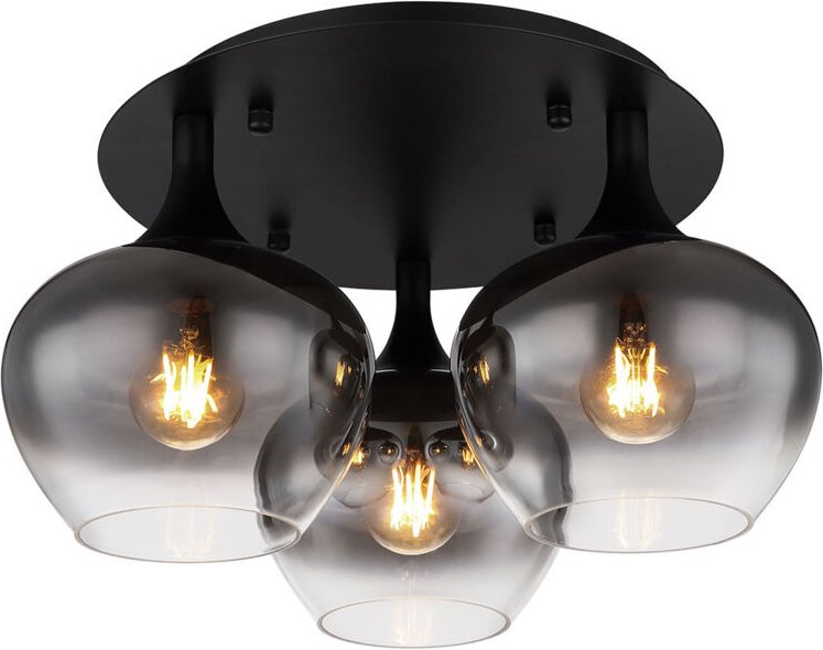 Deckenleuchte - Maxy - schwarz - glas rauchglas - ø 45cm - Globo