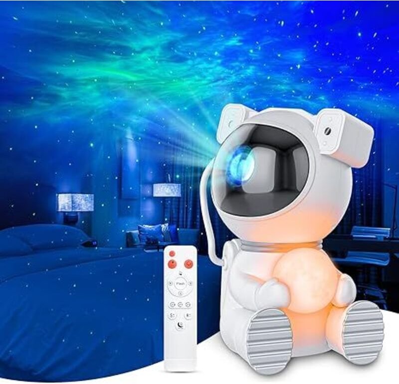 Astronaut Galaxy Projektor, Sternenprojektor mit Timer und Fernbedienung, Galaxie-Projektor mit Mondlampe, LED-Nebel Nac...