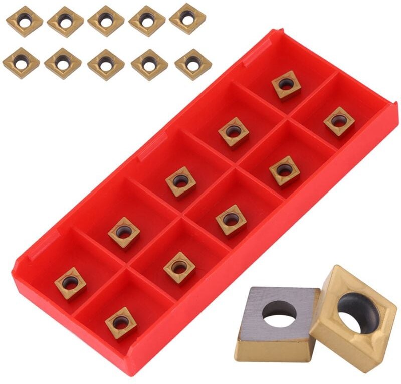 Ej.life - 10 Einsätze mit CNC-Hartmetallspitzen, CCMT060204-HM YBC251 Messerschneider-Drehwerkzeug mit Kasten für die Vo...