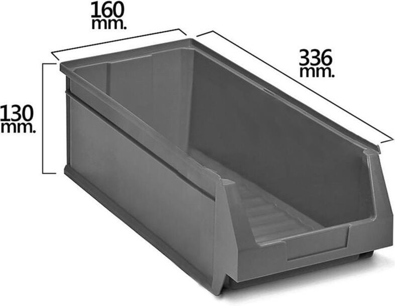 Graue stapelbare Schublade Nr. 53 336 x 160 x 130 mm.