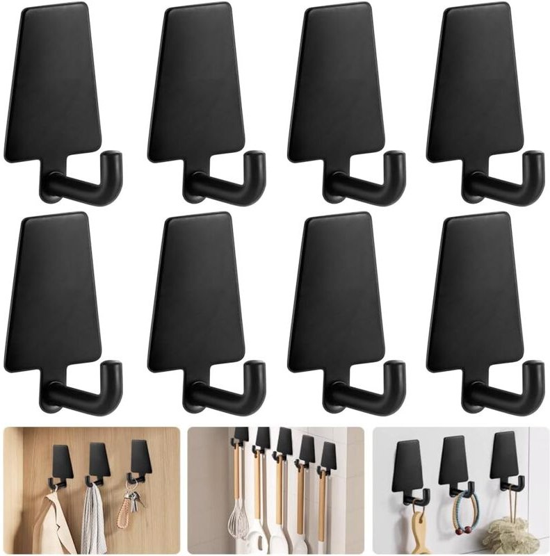 Cyslmuk - 8 Stück selbstklebende Edelstahlhaken, robuste Klebehaken für Wandtüren, selbstklebende Kleiderhaken, Badetuch...