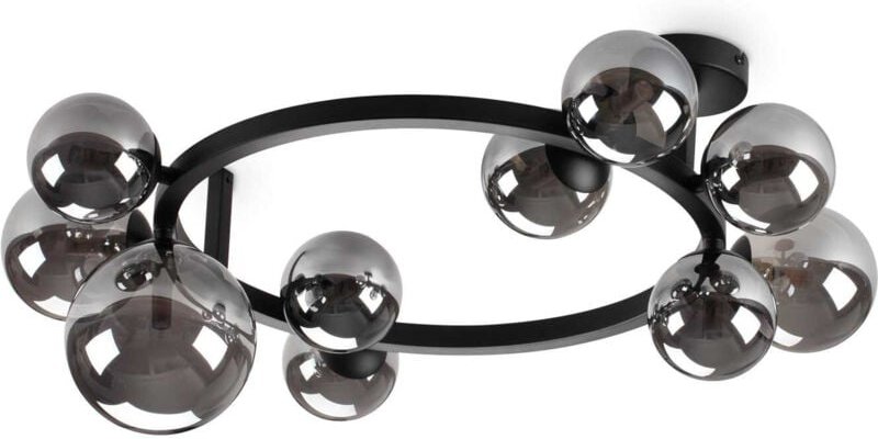 Ideal Lux - perlage 10 Light Globe Deckenleuchte Schwarz, rauchgrauer Schirm