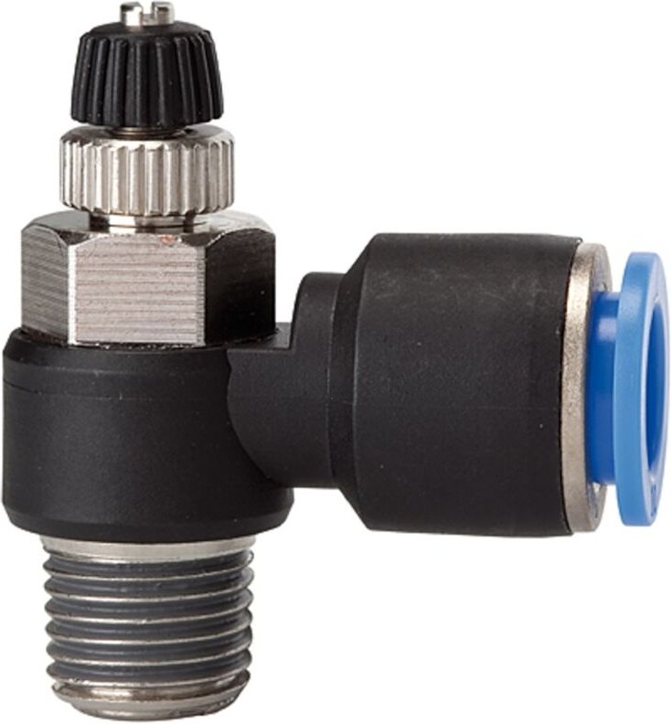 Drosselrückschlagventil »Blaue Serie«, Zuluftdros., r 1/4 a. Ø4mm - Riegler