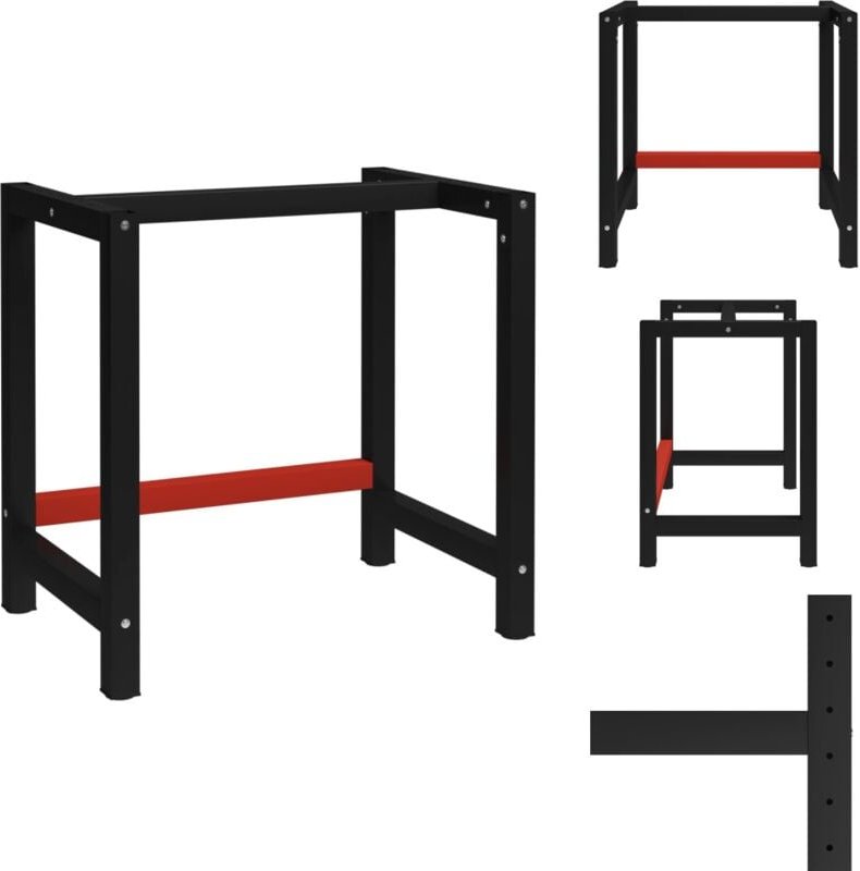 Vidaxl - Werkbankgestell Metall 80x57x79 cm Schwarz und Rot - Tischbein Gestell - Metallgestell - Werkstattgestell - diy...