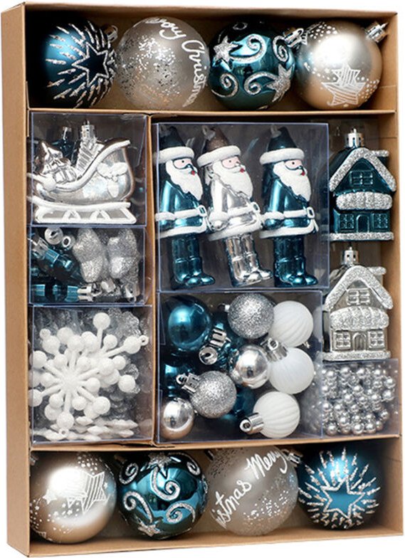 Set mit 50 bruchsicheren Weihnachtskugeln für Weihnachtsbaum und Heimdekoration