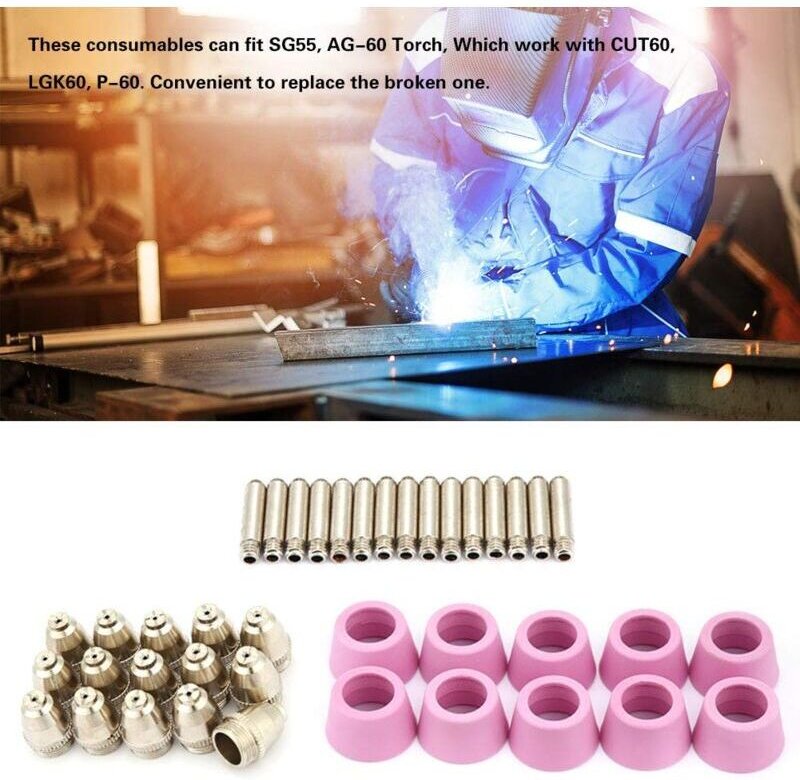 Elektrodendüsen, Ag60 Sg55 Plasmaschneider-Schneidbrenner-Verschleißteile, Elektrodendüsenbecher-Set, Plasmaschneider-Er...