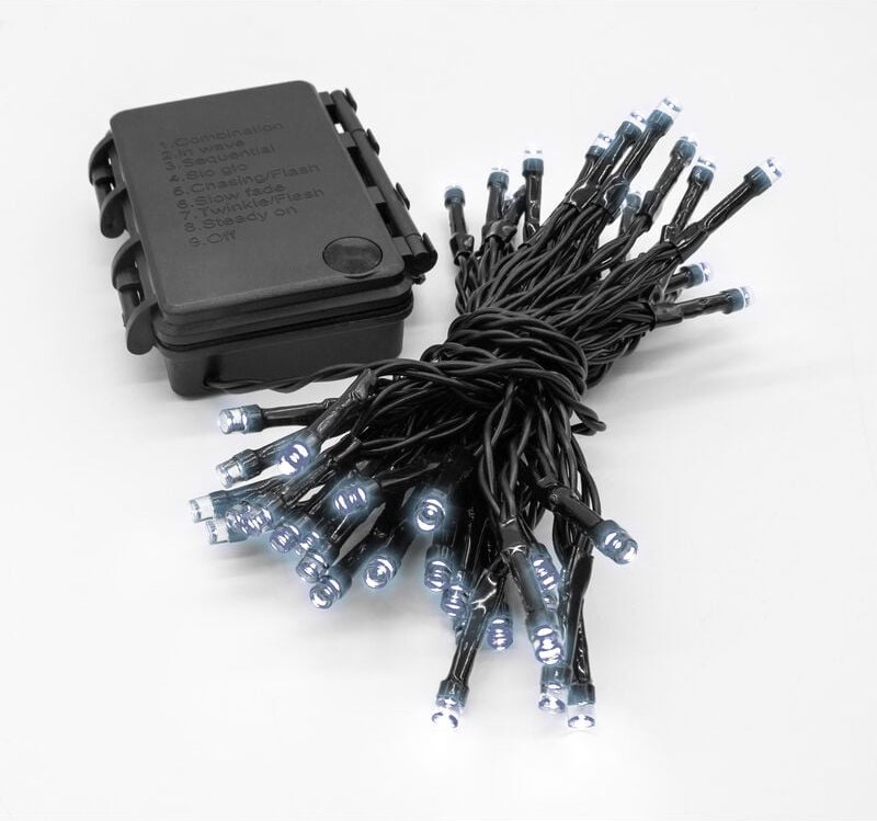 Led Außen Lichterkette kalt weiß - 1,8 m / 24 led - Garten Weihnachten Winter Deko Beleuchtung Timer Batterie