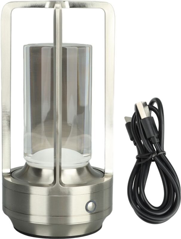 Schnurlose Tischlampe 3 Farben Schrittless Dimming led wiederaufladbare Touch -Nachttisch Silber Silber - Eosnow