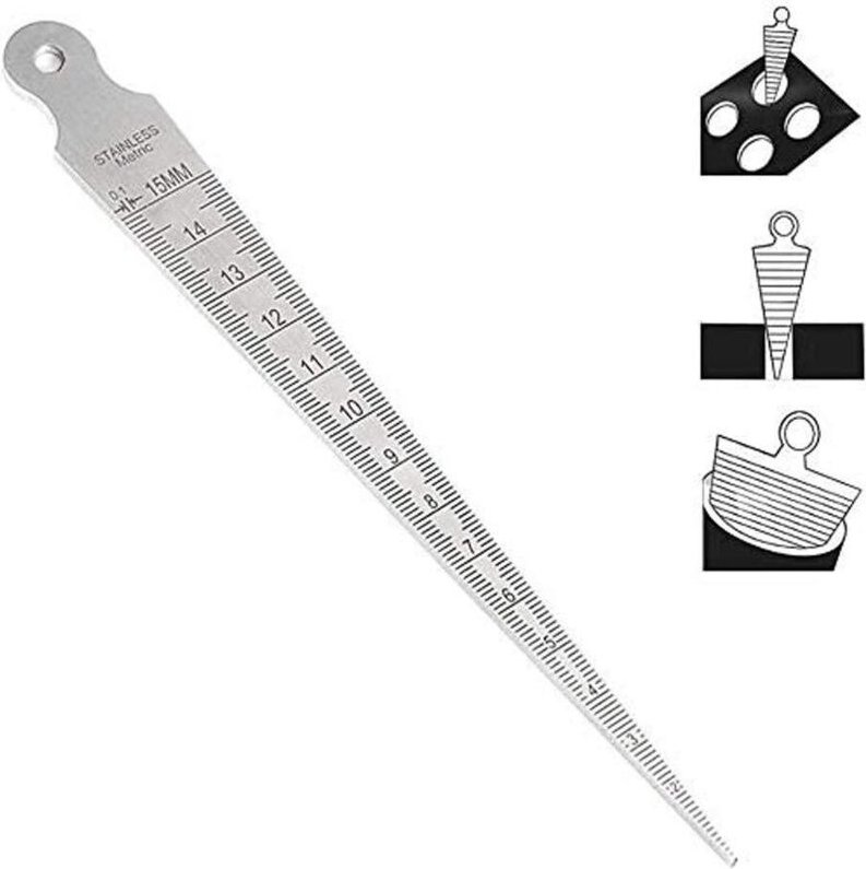 Jalleria - Kegellehre, 1–15 mm, 1/32–5/8 Zoll, Edelstahl, Kegelschweißlehre, Zoll, metrisches Fühlerlehre, metrisches Lo...