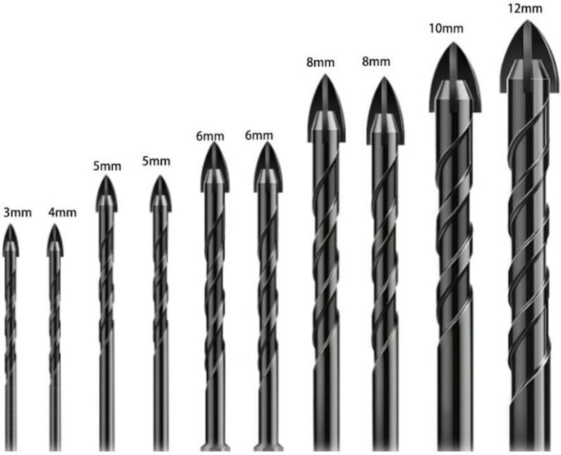 10-teiliges Fliesenbohrer-Set, Glasbohrer, Glasfliesenbohrer, Keramikfliesenbohrer, mit Sechskantschaft, zum Bohren von ...